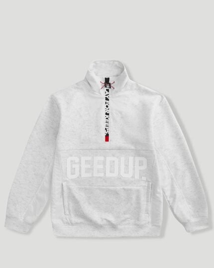 Geedup Core Logo Qtr Zip White Marle