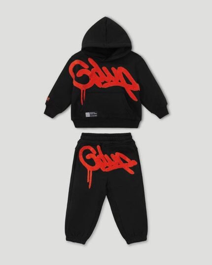 Geedup Handstyle Kids Tracksuit Black/Burnt Orange