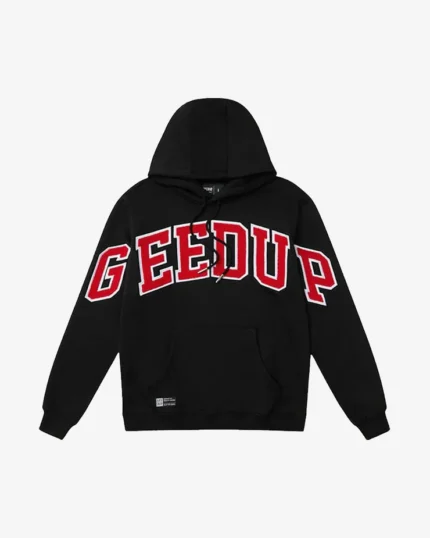 GEEDUP TEAM LOGO BLACK WHITE RED HOODIE