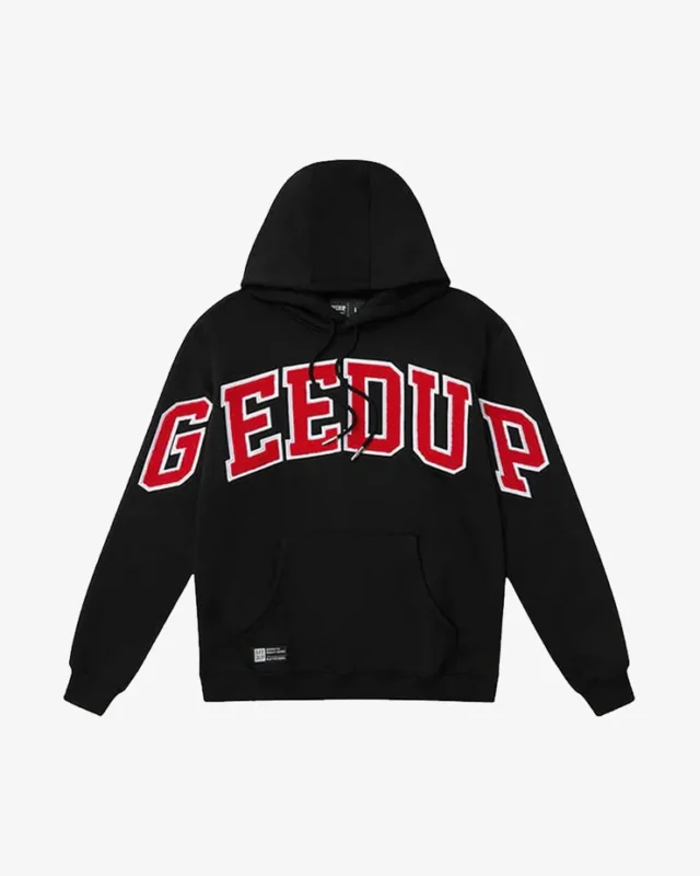 GEEDUP TEAM LOGO BLACK WHITE RED HOODIE