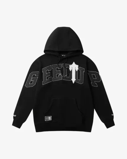 GEEDUP X TRAPSTAR LOGO BLACK WHITE HOODIE