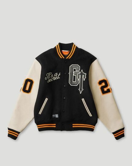 Geedup x Trapstar Letterman Jacket Black/Cream/Orange